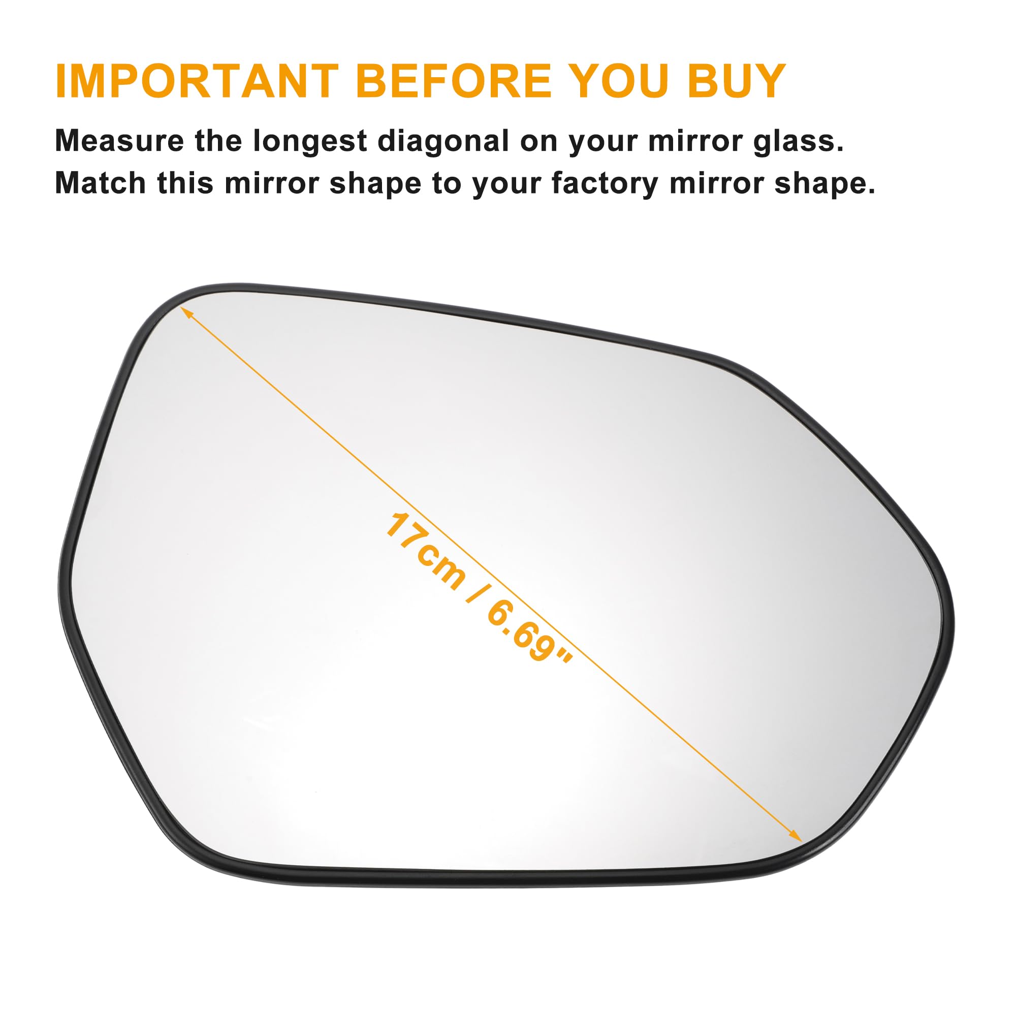 Replacement Heated Side Mirror Glass - Passenger (RH) Side For 2014-2019 Toyota Corolla