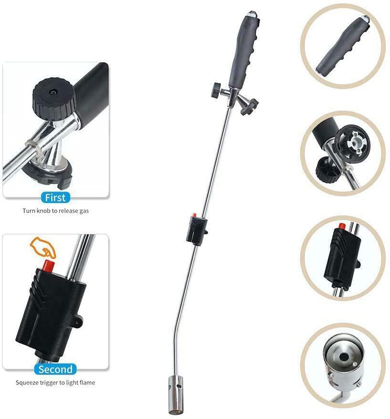Antorcha de propano para quemador de malas hierbas de 80 cm/31,49 pulgadas, soplete multiusos, pistolas de soplete de gas para quemar malas hierbas/derretir hielo y nieve/tuberías/techados/carretera