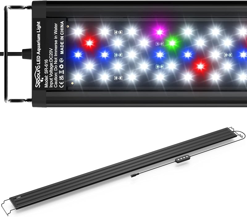 Luminária LED para Aquário SEAOURA com Espectro Completo, Timer e Suporte Ajustável 48–54 polegadas
