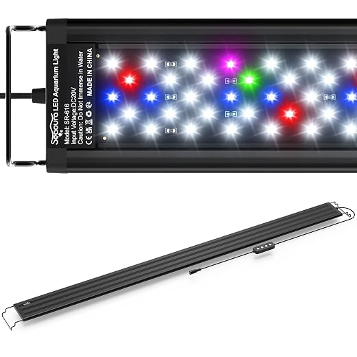 SEAOURA Led Aquarium Light for Plants-Full Spectrum Fish Tank Light with Timer Auto On/Off, 48-54 Inch, Adjustable Brightness, White Blue Red Green Pink LEDs with Extendable Brackets for Freshwater