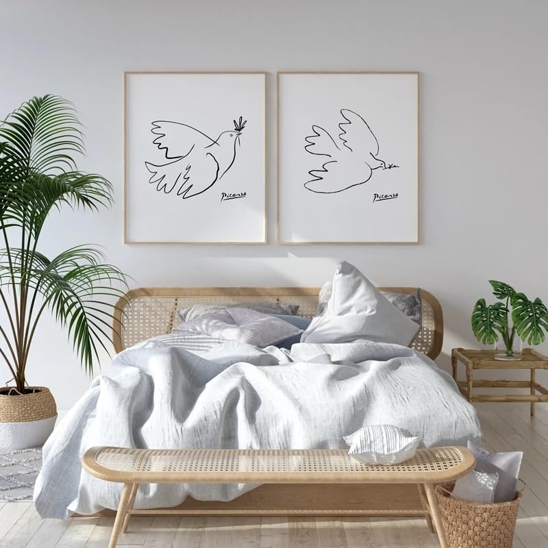 El Mejor Listado de Paloma Picasso los más recomendados. 39 Rikin Liuff Beige Picasso Póster Paloma Picasso Impresiones Picasso Cuadro Minimalista Cuadro Minimalista para Dormitorio Arte Decoración 45x65cmx2 Sin Marco
