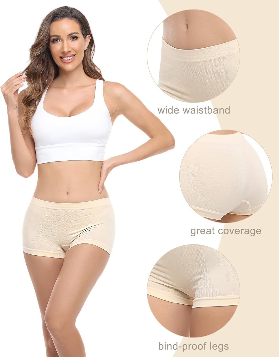 Begrily Boy Shorts Underwear for Women, Ladies Nylon Stretch Comfort Flex Fit Seamless Boyshort Panties Boxer Briefs 5 Pack - Image 4