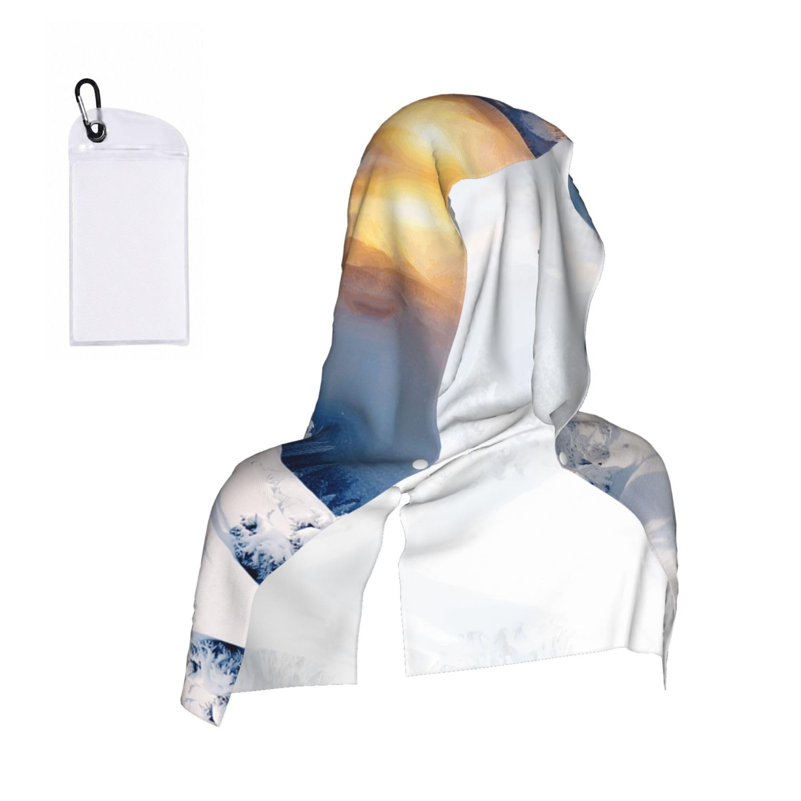 SATUSA Sunset Winter Mountains Print Cooling Hoodie Towel, Cooling Towels For Neck And Face, Quick Drying Absorbent Cooling Head Towel Beach Camping Gym Construction(2pcs)