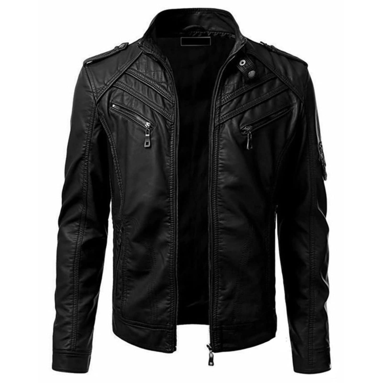 Chaqueta De Imitación De Cuero, Chaqueta para Hombre Acanalada Algodón De Transición Cazadora Moda Casual Chaqueta De Invierno para Hombre Acolchada (Color : Black, Size : XL)