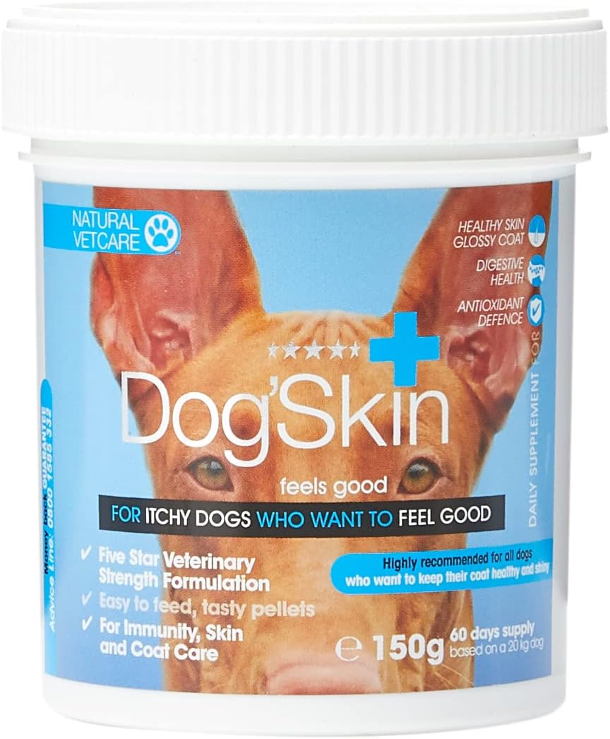 Natural VetCare Dog'Skin 150g – Veterinary Strength Skin & Coat Supplement for Itchy Dogs – Supports Skin Health, Coat Condition & Immune Response – Omega-Rich Formula