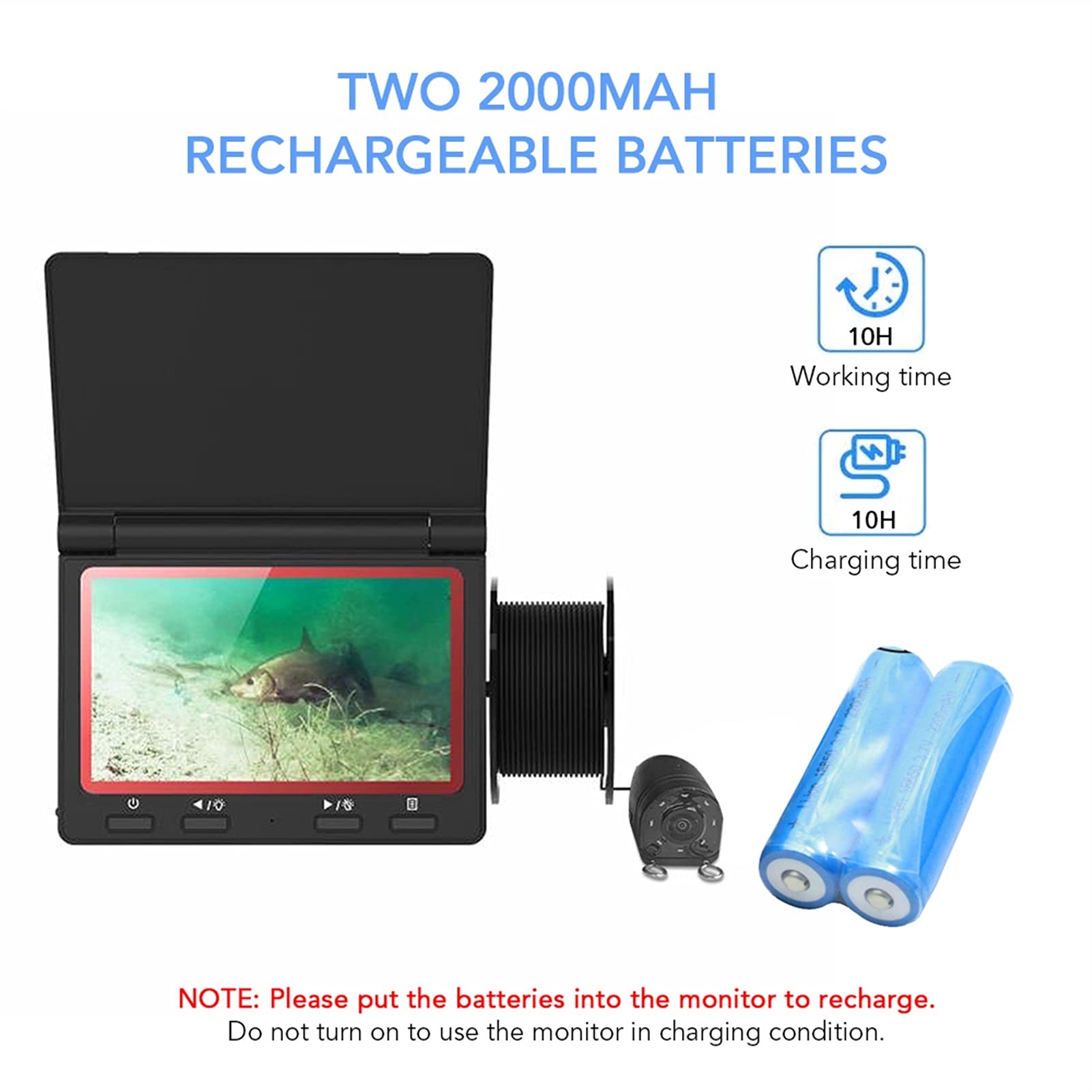 Buscador de Peces, 4.3Inch Monitor Fish Finder Cámara de Pesca bajo el Agua 180 Grados