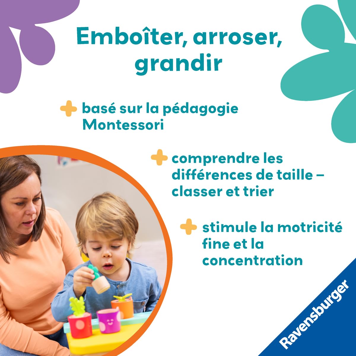 Ravensburger Play + - Set d'activités : Mes Petites Plantes à emboîter - Jouet bébé dès 18 Mois- Version française - 34065