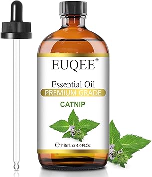 EUQEE 118ML Catnip Essential Oil Fresh Herbal Aroma for Air Refresher | Essential Oil with Glass Dropper Great for Massage, Diffuser, DIY Soap, Candle Making, Aromatherapy, Sleep