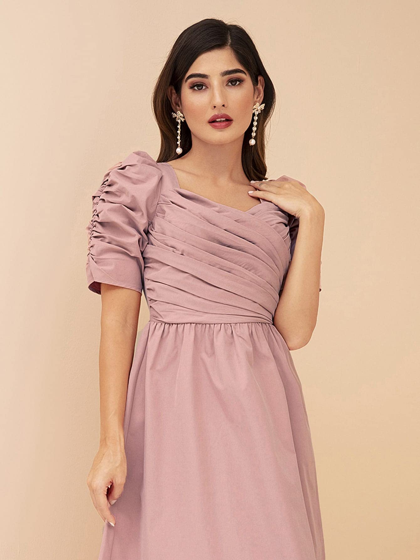 sachin and babi light blue dress Dusty Pink Linen Mini Dress With Bead Detail
