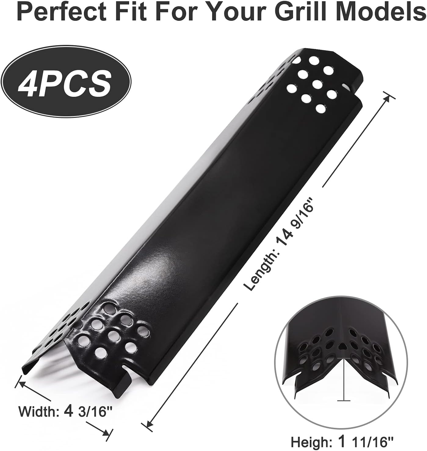 Criditpid Grill Replacement Parts for Nexgrill 4 Burner 720-0830H, 720-0864, 720-0864M, 5 Burner 720-0888, 720-0888N, 6 Burner 720-0896B, 720-0898, Burner Cover Heat Plate Grate for Nexgrill 720-0830H