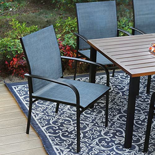 Mixpatio Patio Dining Chairs Set Of 6, Outdoor Textilene Dining Chairs, Patio Furniture Chairs With Armrest, Blue #TOP1