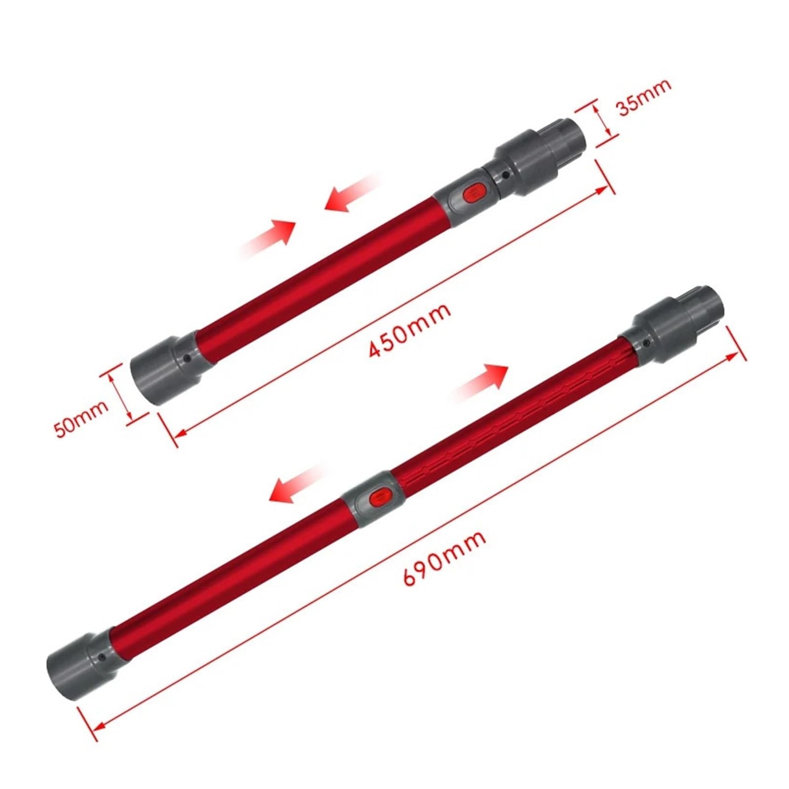 Tubo de extensión de varilla telescópica, Compatible con Dyson,