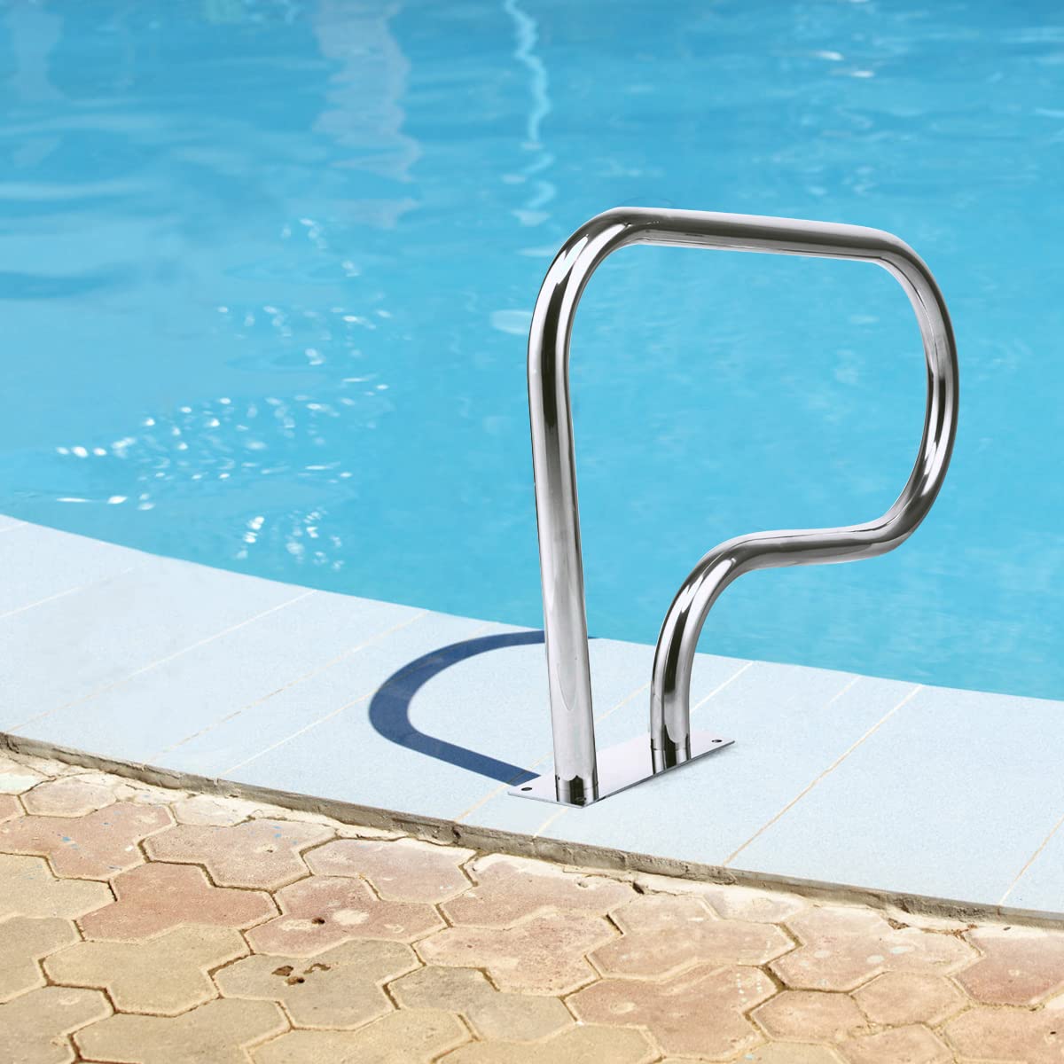 GOPLUS - Escalera de piscina (81 x 57 cm, acero inoxidable 304, con placa de carga 200 kg, accesorios completos, interior y exterior, para piscina, muelles, parque acuático plateado