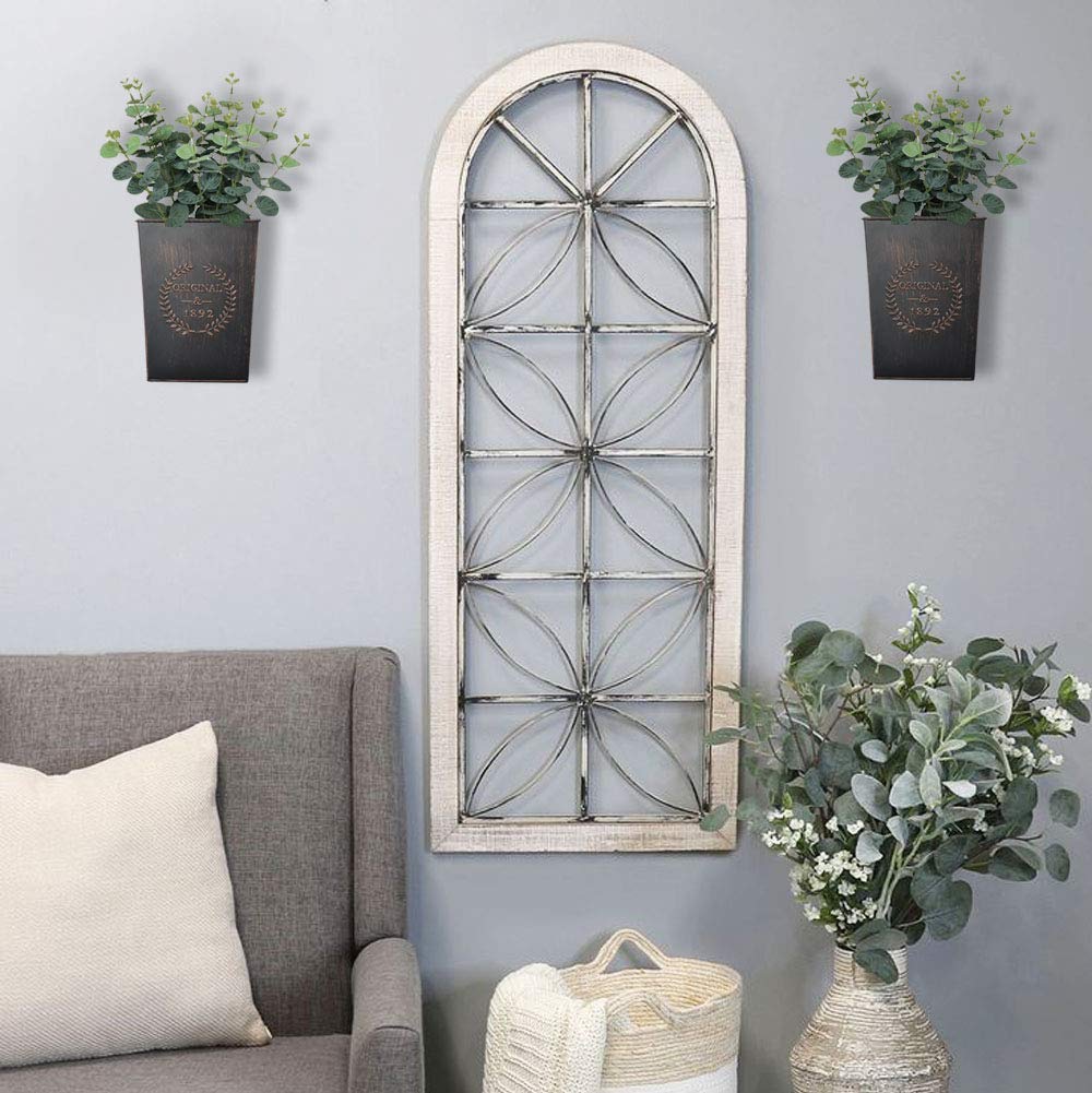 LESEN Rustic Metal Wall Planter Country Home Hanging Wall Vase Pocket for Plants or Flower Indoor or Outdoor Farmhouse Wall Decor,Set of 2… - Image 2