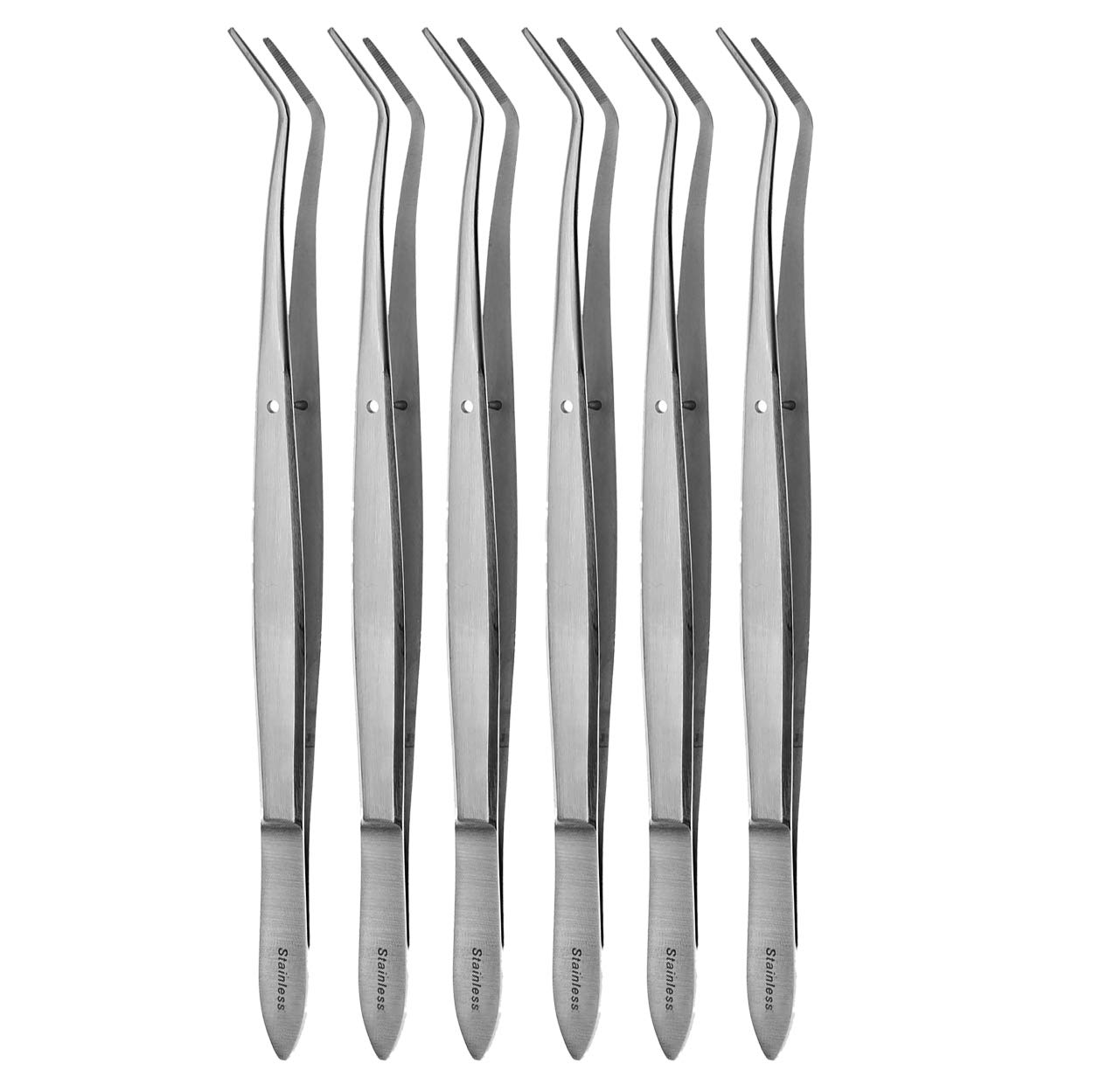 May Set 6x Zeckenzange Hunde & Katzen gekröpft 16 cm Edelstahl | 6er Set präziser Zeckenpinzetten mit Fixierstift zur sicheren Erste-Hilfe-Pflege