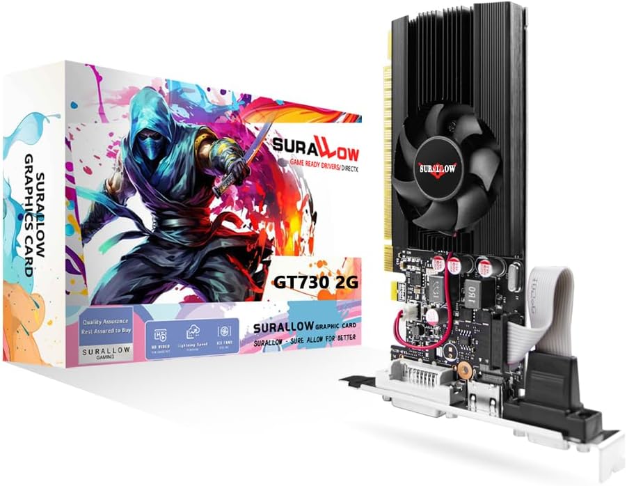 GT 730 4GB Graphics Card,64Bit GDDR3 Graphics Card, DVI VGA HDMI Low Profile Graphics Card with Cooling Fan