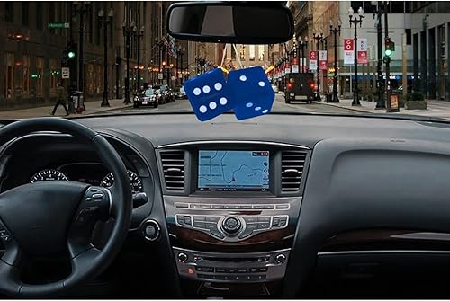 Miniatura 2 de Zone Tech Dados Colgantes Cuadrados de 3 Pulgadas Azules - Dados Colgantes Decorativos Suaves y Mullidos para Espejo de Vehículo con Puntos Blancos