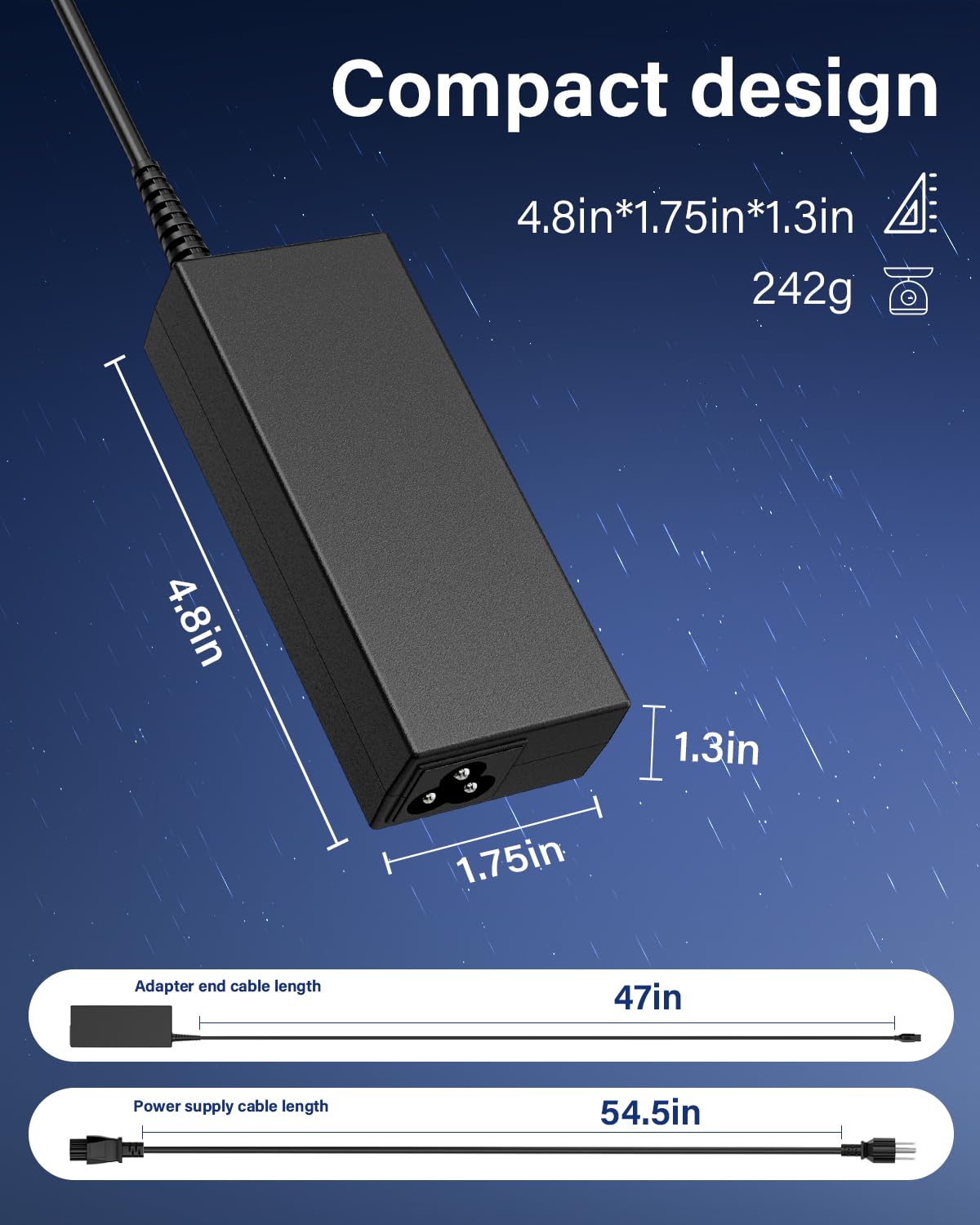 RicChic 90W Universal Laptop Charger Compatible with HP Dell Asus Lenovo Acer Sony AC Adapter IBM Gateway Notebook Ultrabook Chromebook Pavilion Inspiron Latitude Power Supply Cord with 15 Tips — view 5