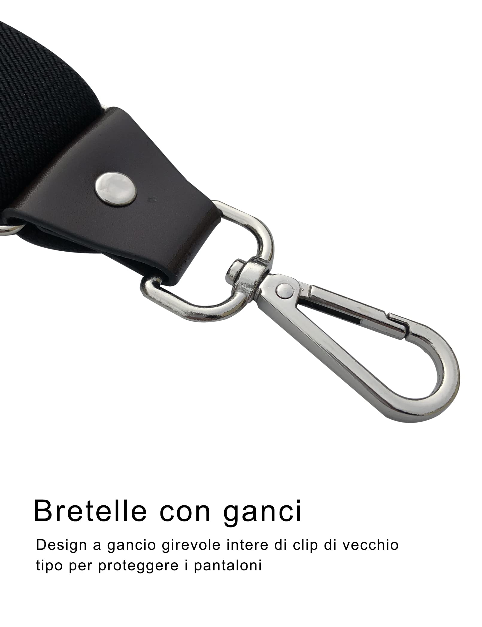 Bretelle da uomo extra forti 3,5 cm di larghezza con gancio girevole Heavy Duty Men Braces