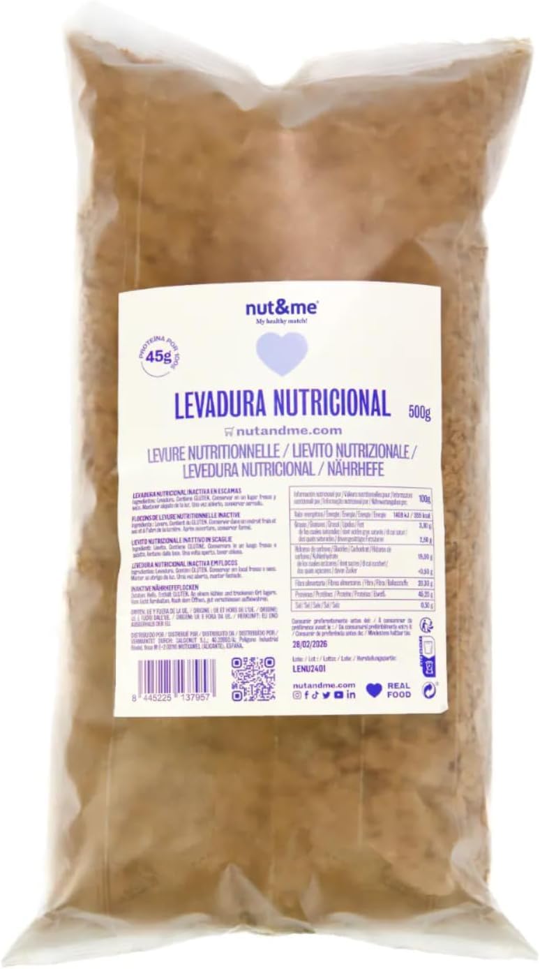 Flocons de levure nutritionnelle 500 gr | Riche en protéines et en vitamines du groupe B | Sans gluten | Vegan | Low carb |