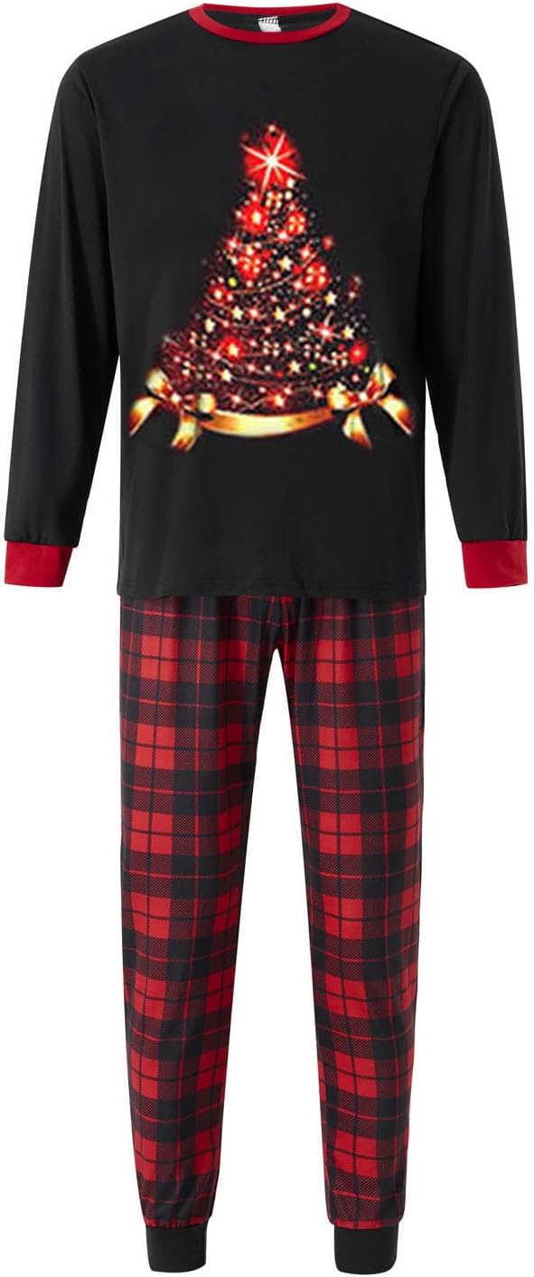fyclemt Christmas Pajamas for Family Christmas Tree Elk Plaid Womens Mens Kids Christmas Pjs Matching Sets 2 Piece Outfits - Image 3