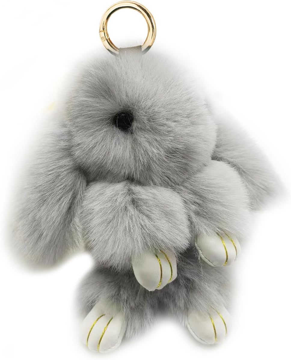 Bunny Keychain Soft Fluffy Rabbit Keychain Cute Colorful Rabbit Fur Pom Pom Key Rings for Women Pendant Accessories image 5