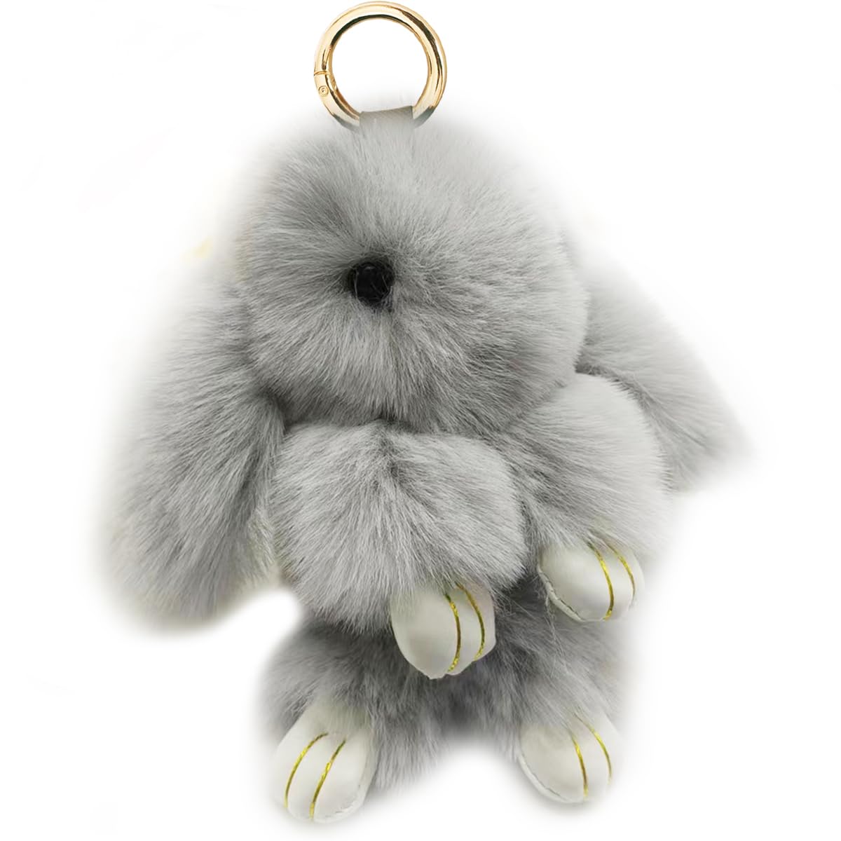 Bunny Keychain Soft Fluffy Rabbit Keychain 7in Handmade Cute Colorful Rabbit Fur Pom Pom Key Rings for Women