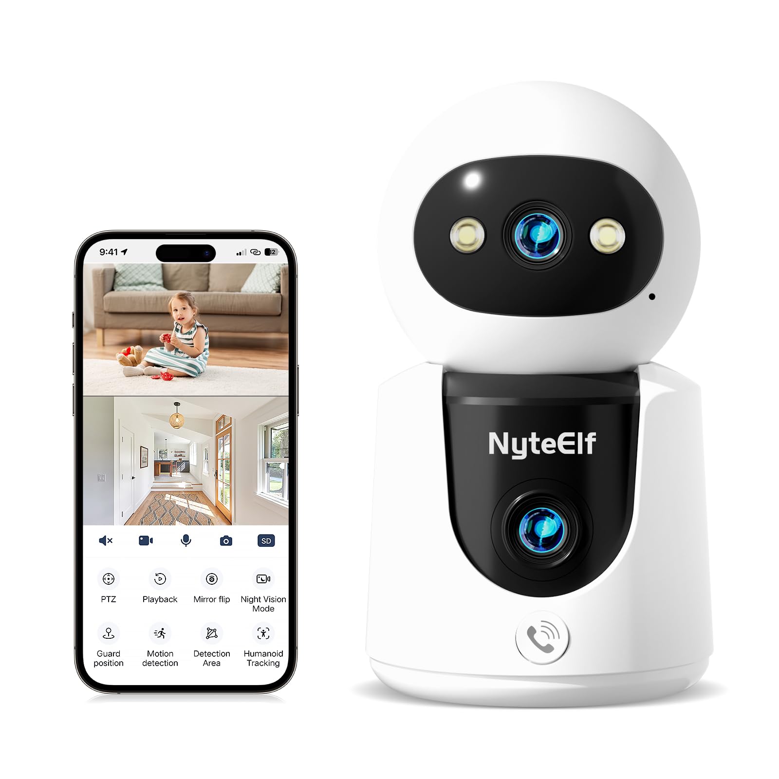 2K Dual Lens Indoor Security Camera, Dual View Pan/Tilt Camera for Baby & Pet Monitoring, AI Motion Tracking, Privacy Mode, Two-Way Talk, Cry Detection, Color Night Vision, 24/7 Continuous Recording-image-28