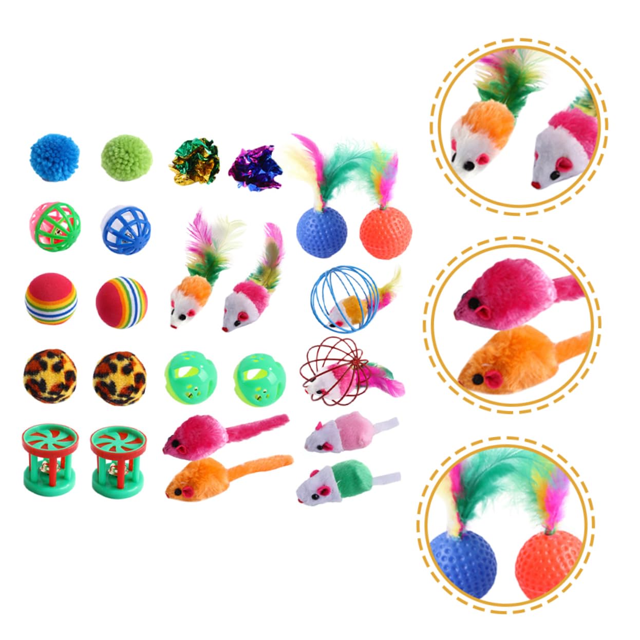 VANZACK 48 Piezas Campana Gato de Juguete Juguetes de gatera para Gatos Juguete Interactivo para Gatos Gato Jugando a la Pelota Gatito burlas Juguetes Mascota Necesidad