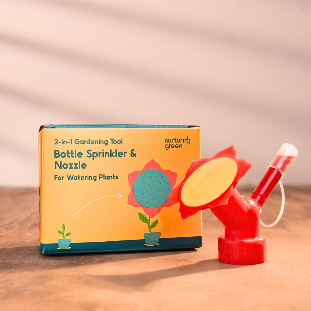 Nurturing Green® Dual Head Bottle Sprinkler & Nozzle for Watering Plants | Reusable Gardening Tool (Color: Red | Pack of 2) [Pls. Note: Plants are not Included] - Image 7 thumbnail
