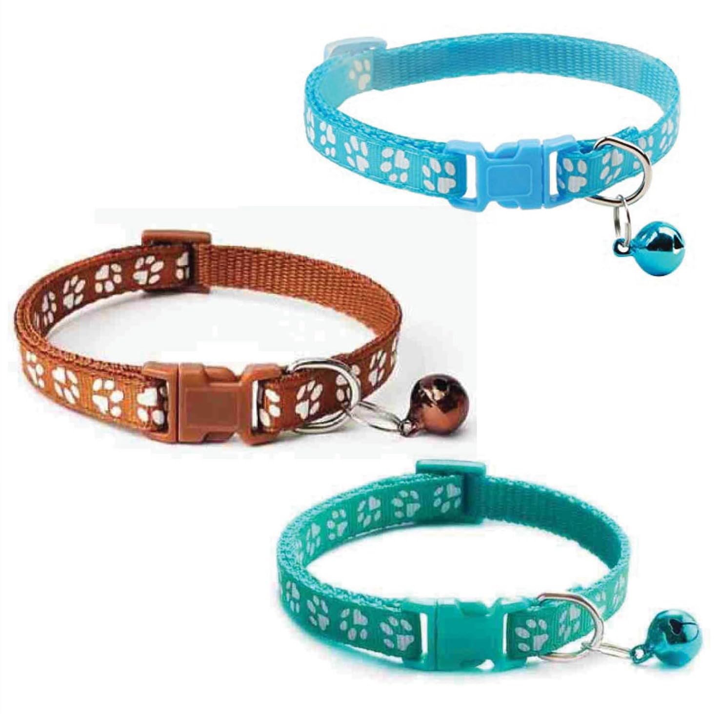Litvibes Cat Collars Set of 3 with Bell,Kitten & Small Dogs Soft Adjustable Collar Safe,Solid & Protection Breakaway for Cats & Puppies,Cute Kitty Neckband with Paw Print-(Light Blue,Brown,Turquoise) (B0CXVRZSH2) Amazon Price History, Amazon Price Tracker