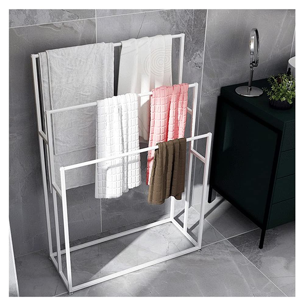 Portasciugamani da Terra, portasciugamani da Bagno in Metallo da Solo per Bagno, Lato Piscina, Uso Interno ed Esterno/Bianco (Bianco)