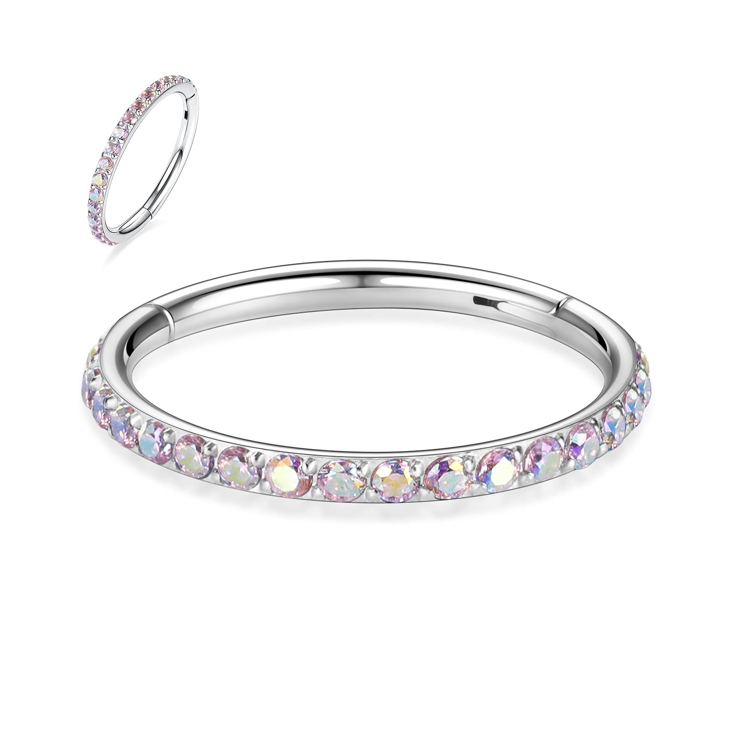 AROWRO Rook Piercing Daith Piercing Tragus Piercing Helix Piercings Septum Piercing Nasenpiercing Ring Conch Piercing Chirurgenstahl Zirkonia Hoop 16g 8mm Silber