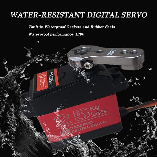 Foto 4 de 5 de ANNIMOS Paquete de 2 Servo Digital 25KG Full Metal Gear Alto par de torsión a Prueba de Agua para RC Car…
