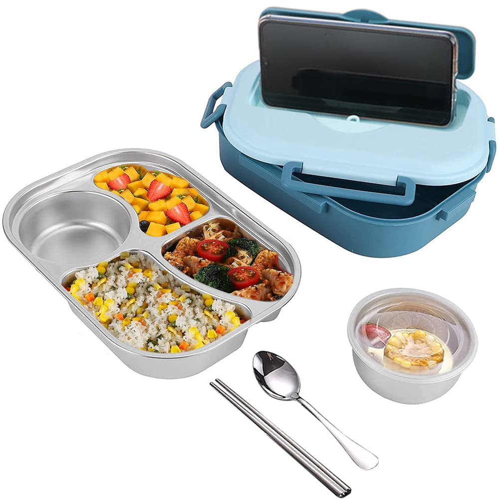Buy Raviga Stainless Steel Lunch Box 4 Compartments Portable Bento Box