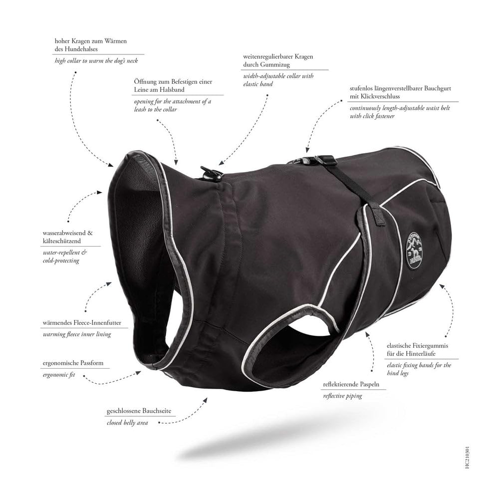 Cappottino per cani Uppsala Softshell, 55 cmnero