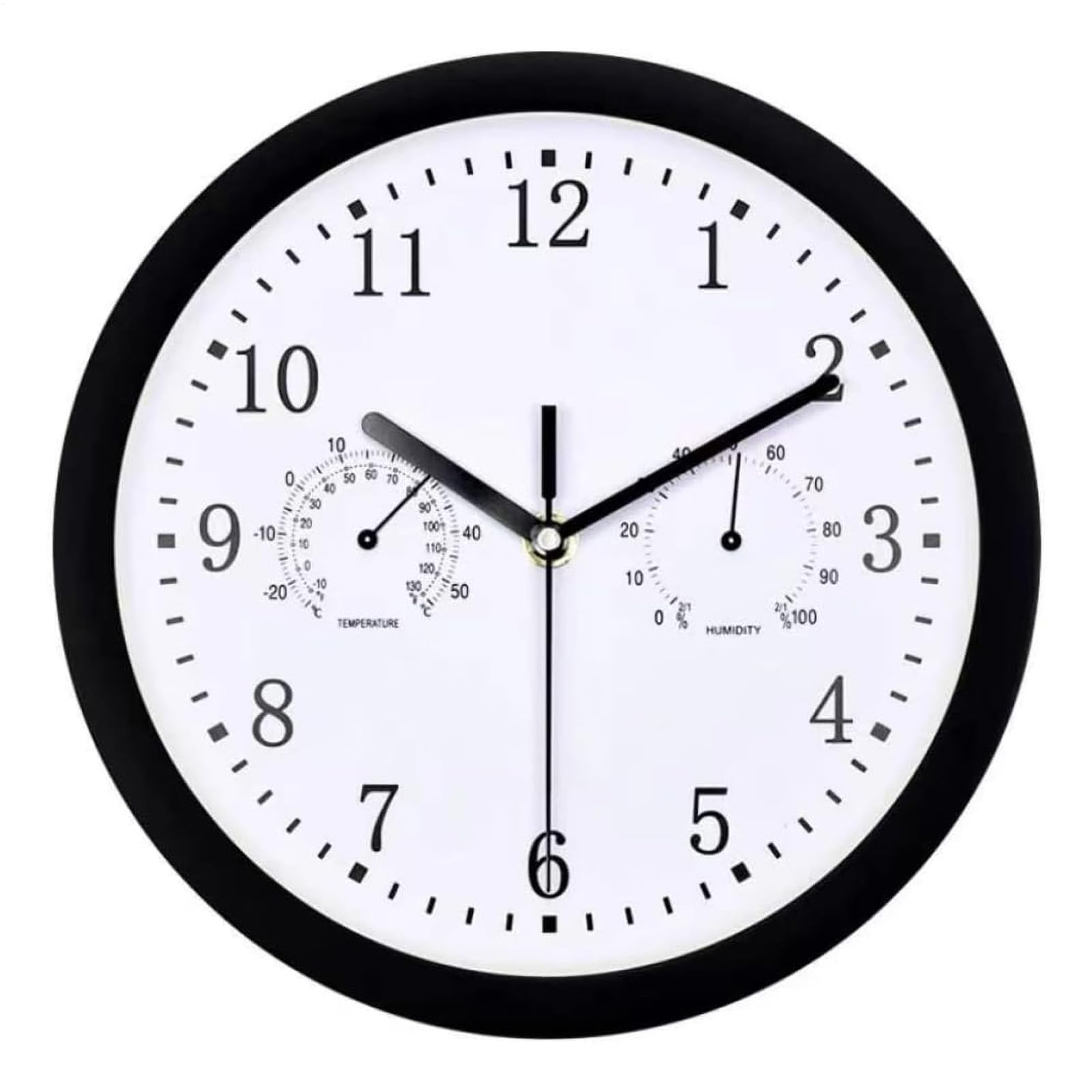 Reloj de pared exterior para exteriores, 25 x 25 cm, resistente a la intemperie, con termómetro e higrómetro, para terraza, balcón, jardín, decoración del hogar