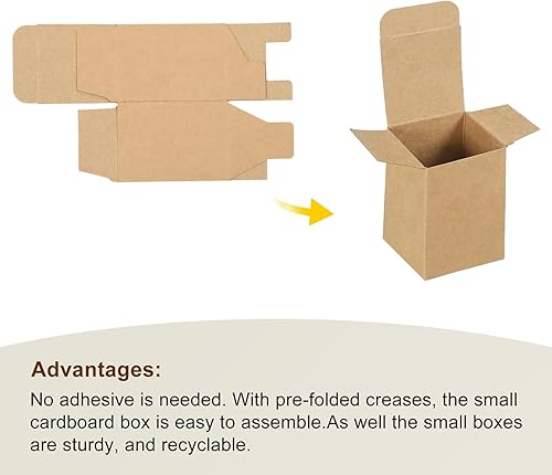 Miniatura 4 de MECCANIXITY Cajas de cartón de papel reciclado para regalo, caja de papel corrugado marrón, 2 x 2 x 2.8 pulgadas, para fiestas, bodas, papel de