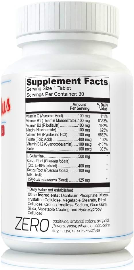 ASB Life Products Anti - Alcohol and Alcohol Support Supplement. 10X Craving Support Kudzu Milk Thistle L Glutamine B Vitamins Folic Acid and More Fastest Absorption