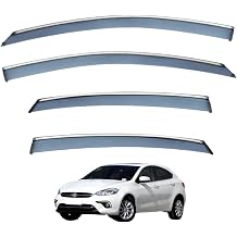 Extra Thick 4PCS Tape-On Window Visors Fit for Fiat Ottimo Hatchback PF 2012-2016, Smoked Chrome Rain Guards, UV Resistant Wind Deflectors, No Drilling Car Exterior Vent Shades