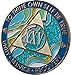 25 Year AA Medallion Elegant Marble Caribbean Aqua Glitter Gold Sobriety Chip