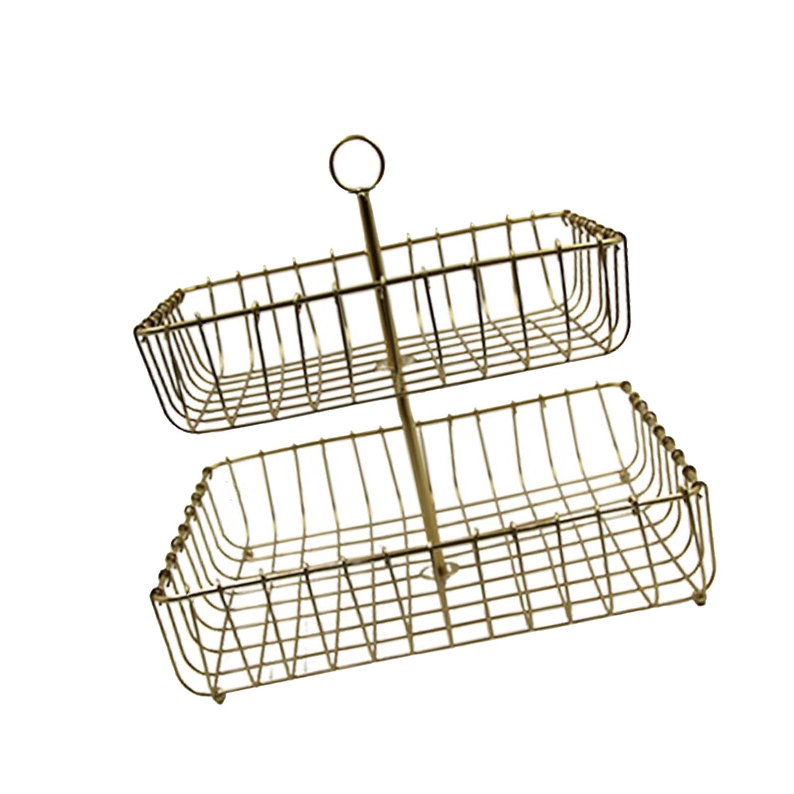 Hsioluted Deck Iron Wire Fruit Basket Nordics Kitchen Countertop Storage Stand with Ventilation Holes Snacks Holder Iron Snacks Tray for Home