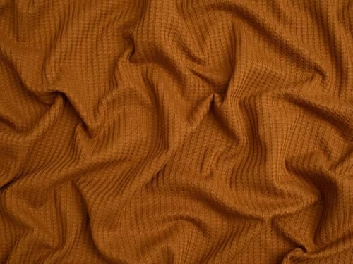 Minerva Core Range Camel Waffle Textured Stretch Knit Fabric for Dressmaking - 140cm Wide - per metre