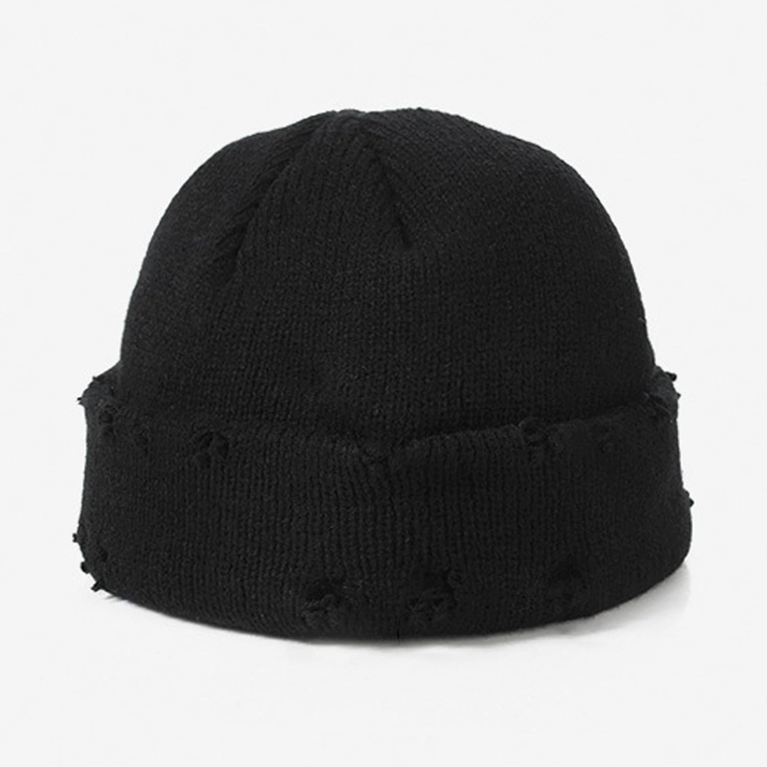 Hip-hop Slouchy Ripped Knitted Hat Unisex Metal Ring Skull Caps Hat - Image 2