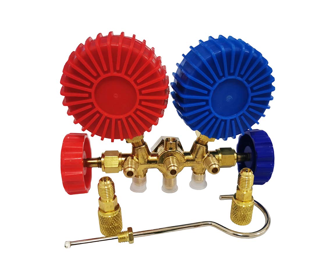 R410A Lot de manomètres de collecteur de réfrigération avec 3 raccords SAE de 6,35 mm pour réfrigérants R410A, R134A, R12, R22, R502