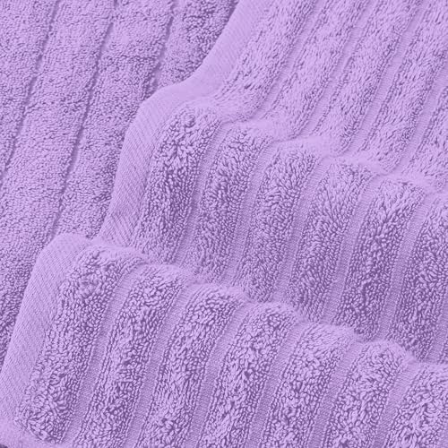 Image of Elegant Comfort 100% Turkish Cotton Corduroy Ribbed Luxury Bath Towels 6-Piece Set, Premium Feel - Quick Dry, Highly Absorbent, Contains 2 Bath Towels, 2 Hand Towels, and 2 Washcloths, Lilac