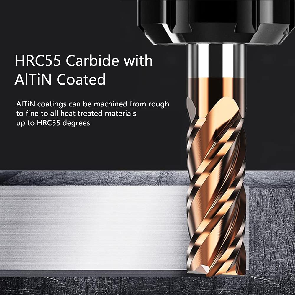 ASNOMY VHM Frez z twardym metalowym trzpieniem, AlTiN powlekany 55 HRC 4 cięcie, wiercenie, frezowanie, proste, zanurzane, CNC, węglik wolframu (8 mm)