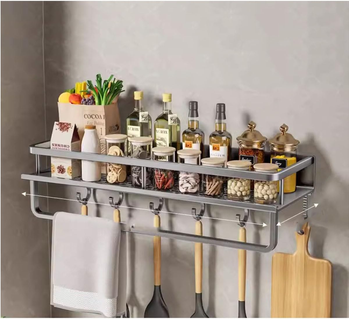KJMN Hanging Spice Rack for Wall, Wall Mounted Spice Rack