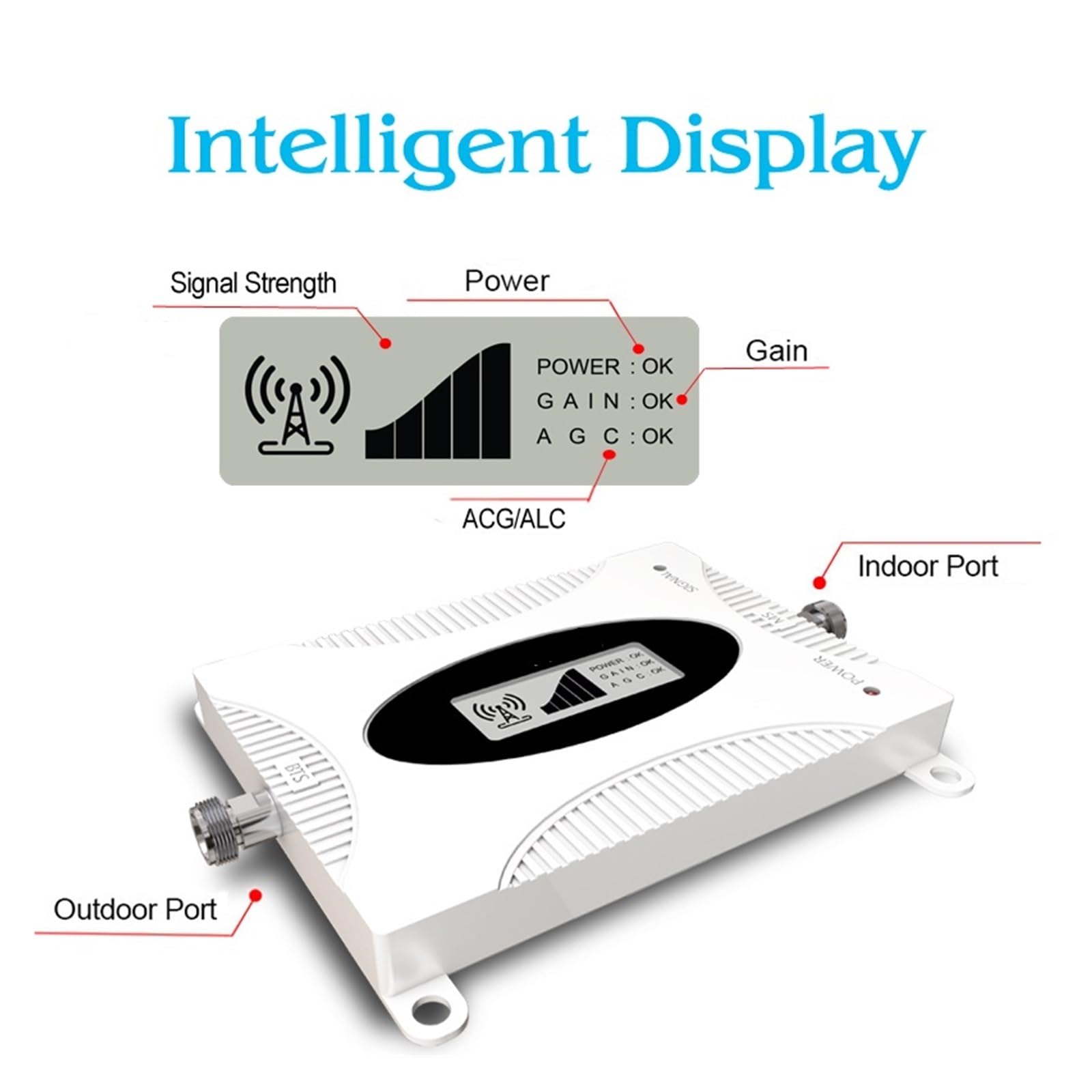 Amplificador De Señal Celular 4G B28 700 MHz LTE AGC Repetidor Teléfono Móvil Voz Y Datos For Fácil Amplia Compatibilidad(9dbi antenna set)