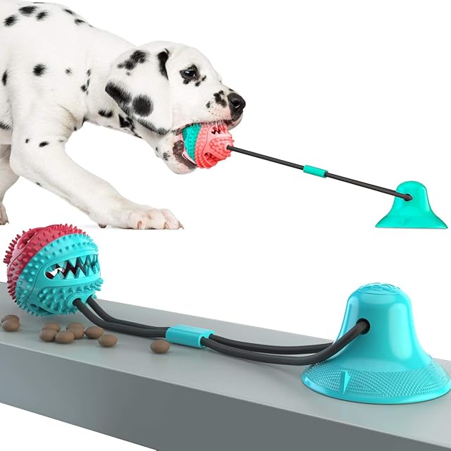 Dog Toy Ball,Suction Cup Dog Toy,Puppy Treat ball,Pet Molar Bite Toy,Pet Chew Ball Toy Cleaning Teeth Multifunction Interactive Toys puppy toys from 8 weeks